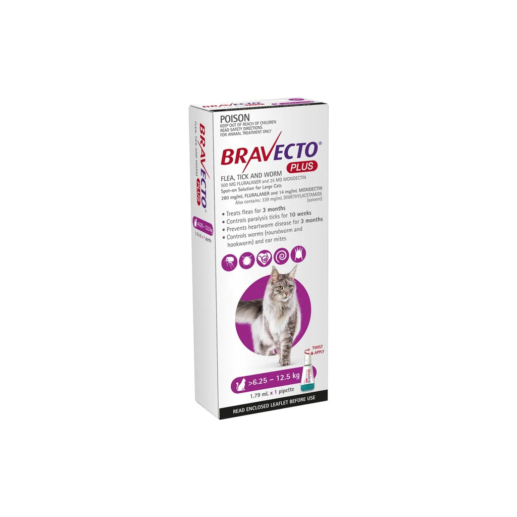 Cat Flea and Tick Treatment for Large Cats 13.7–27.5 lbs, Purple Pack Topical Spot-On Application — 1 Pack