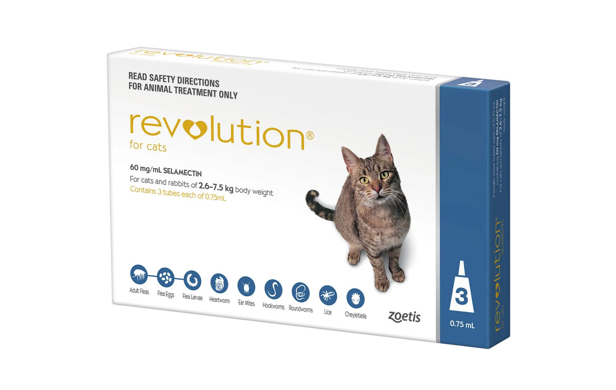 Cat Flea Spot Treatment for Cats Weighing 5.1–15 lbs, Monthly Selamectin Formula in Blue Packaging