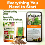 Cat Grass Seeds Pack with Four Varieties, USA-Harvested Heirloom Non-GMO Greens for Indoor Cat Growing