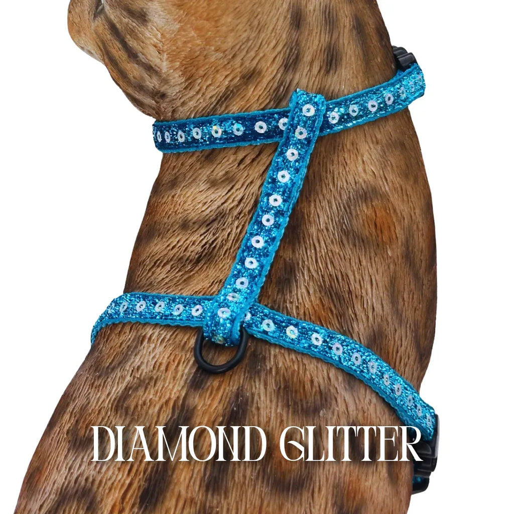 Cat Harness, Adjustable Escape-Resistant Walking Design with Swivel Back S — Standard 9in-16in (adjustable) / Diamond Glitter