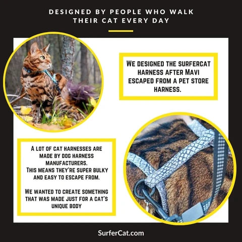 Cat Harness, Adjustable Escape-Resistant Walking Design with Swivel Back Strap and Colorful Reflective Styles