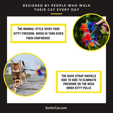 Cat Harness, Adjustable Escape-Resistant Walking Design with Swivel Back Strap and Colorful Reflective Styles