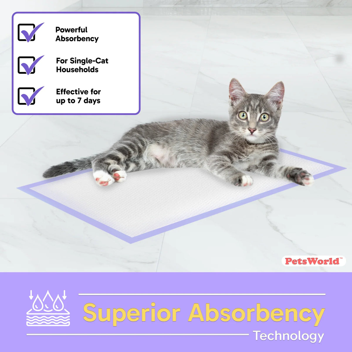 Cat Litter Box Pads and Liners with Quick-Dry Absorbency, Odor Control, Fresh or Unscented