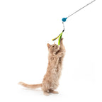 Cat Wand Toy Bundle with Telescoping Feather Wand and Replacement Feather Attachment for Interactive Hunt Play