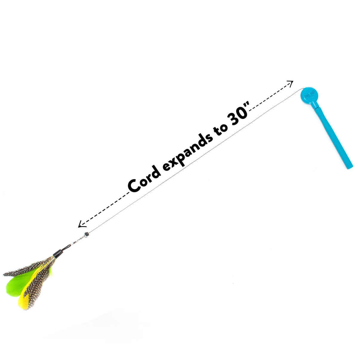 Cat Wand Toy Bundle with Telescoping Feather Wand and Replacement Feather Attachment for Interactive Hunt Play