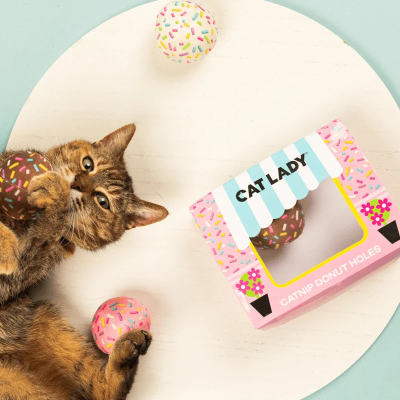 Catnip Donut Hole Toy Set, Six Assorted Sprinkle Designs for Playful Indoor Cats · catnip donut hole toys