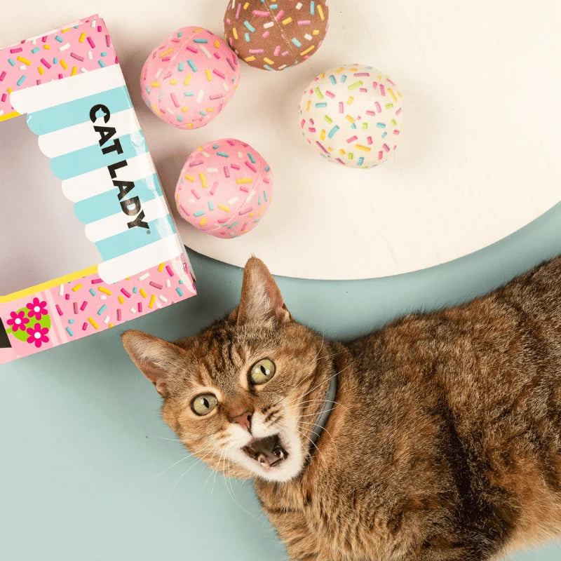Catnip Donut Hole Toy Set, Six Assorted Sprinkle Designs for Playful Indoor Cats · catnip donut hole toys