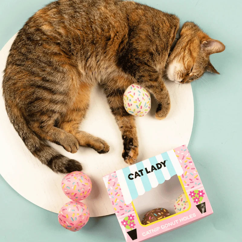 Catnip Donut Hole Toy Set, Six Assorted Sprinkle Designs for Playful Indoor Cats · catnip donut hole toys