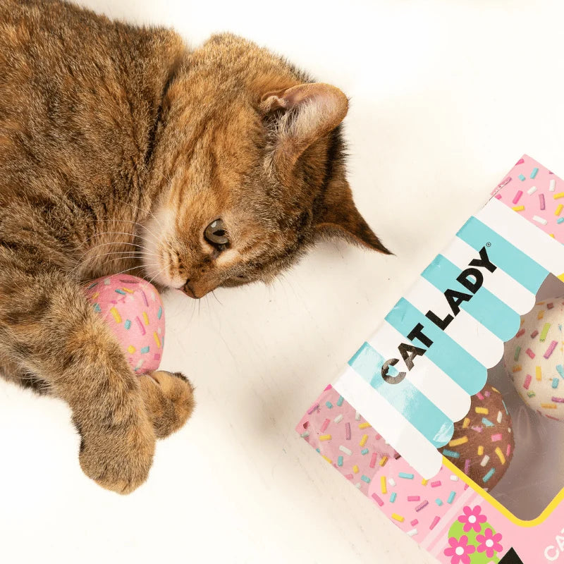 Catnip Donut Hole Toy Set, Six Assorted Sprinkle Designs for Playful Indoor Cats · catnip donut hole toys