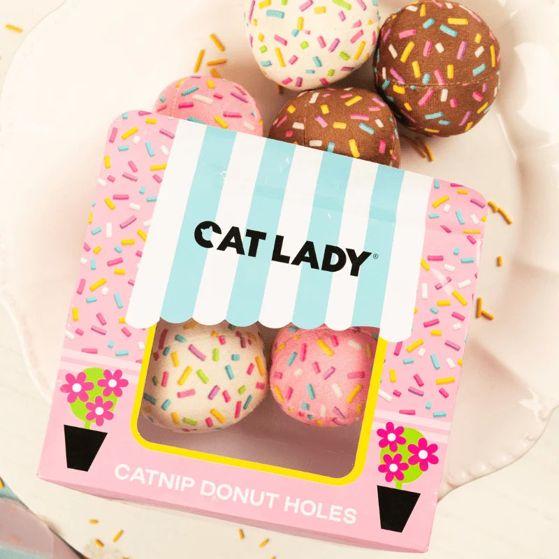 Catnip Donut Hole Toy Set, Six Assorted Sprinkle Designs for Playful Indoor Cats · catnip donut hole toys