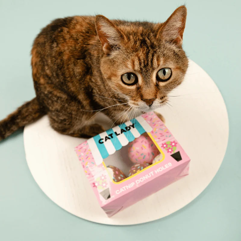 Catnip Donut Hole Toy Set, Six Assorted Sprinkle Designs for Playful Indoor Cats · catnip donut hole toys