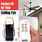 Ceiling Fan Remote Control Kit for Most AC 3-Speed Fans with Light Dimming and Automatic Shut-Off