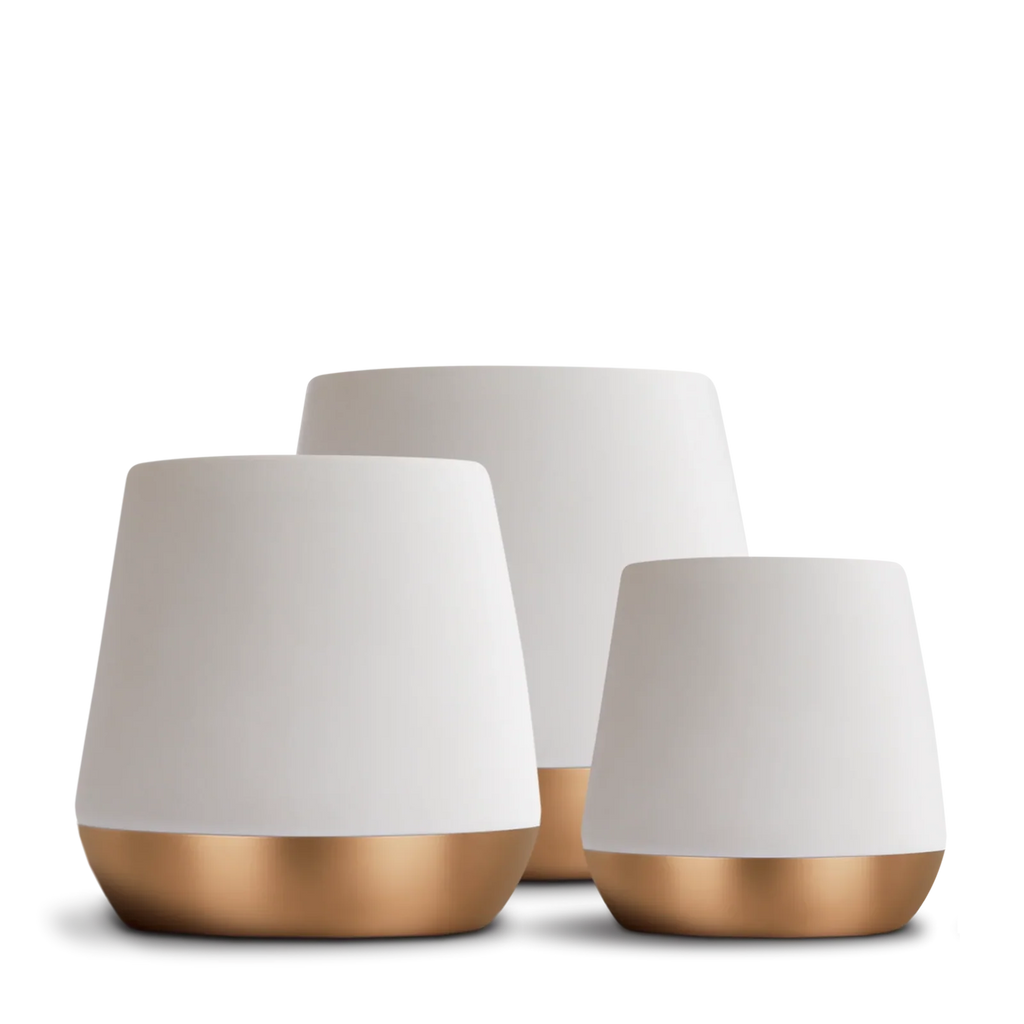 Ceramic Coffee Mugs with a Tapered Double Wall Body and Contrasting Copper Bottom for Everyday Drinks