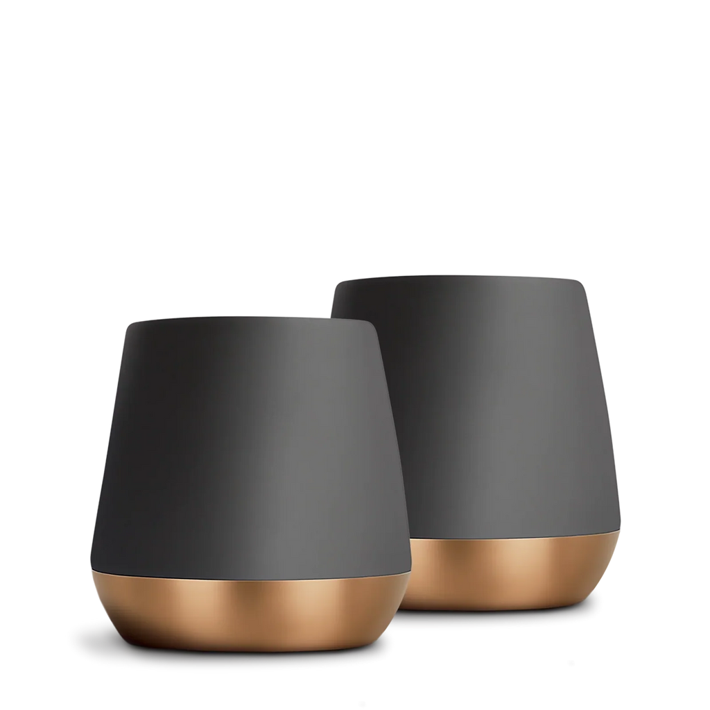Ceramic Coffee Mugs with a Tapered Double Wall Body and Contrasting Copper Bottom for Everyday Drinks