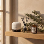 Ceramic Electric Diffuser Bundle with 140ml Ultrasonic Mist, Dimmable LED Light and Two Vegan Fragrance Oils