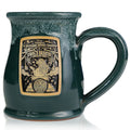 Ceramic Mug with 14-Ounce Capacity, Large Comfortable Handle, Green Finish and White Glaze for Everyday Coffee