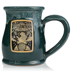 Ceramic Mug with 14-Ounce Capacity, Large Comfortable Handle, Green Finish and White Glaze for Everyday Coffee