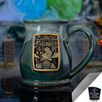 Ceramic Mug with 14-Ounce Capacity, Large Comfortable Handle, Green Finish and White Glaze for Everyday Coffee