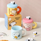 Ceramic Mug with 360 ml Capacity, 3D Character Silicone Lid and Chunky Handle for Cozy Hot or Cold Drinks