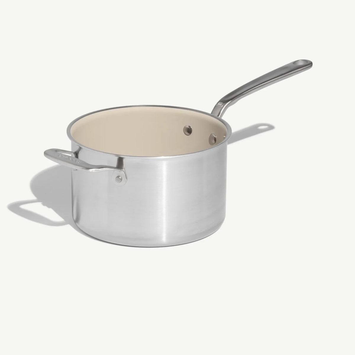 Ceramic Nonstick Saucepan with Full-Clad Stainless Base, Flared Pouring Lip and Stay-Cool Handle