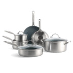 Ceramic Nonstick Stainless Steel Cookware Set, 10 Pieces for Induction Cooking, Built on an Encapsulated Base