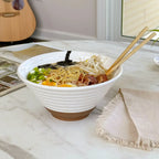 Ceramic Ramen Bowls, Set of Two, Each Holding 45 oz, Shaped for Brothy Noodles and Visible Toppings