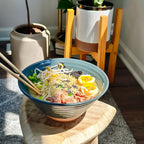 Ceramic Ramen Bowls, Set of Two, Each Holding 45 oz, Shaped for Brothy Noodles and Visible Toppings