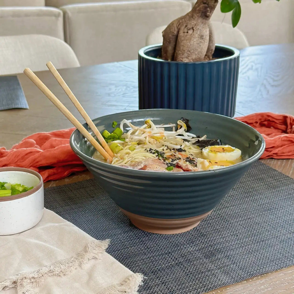 Ceramic Ramen Bowls, Set of Two, Each Holding 45 oz, Shaped for Brothy Noodles and Visible Toppings