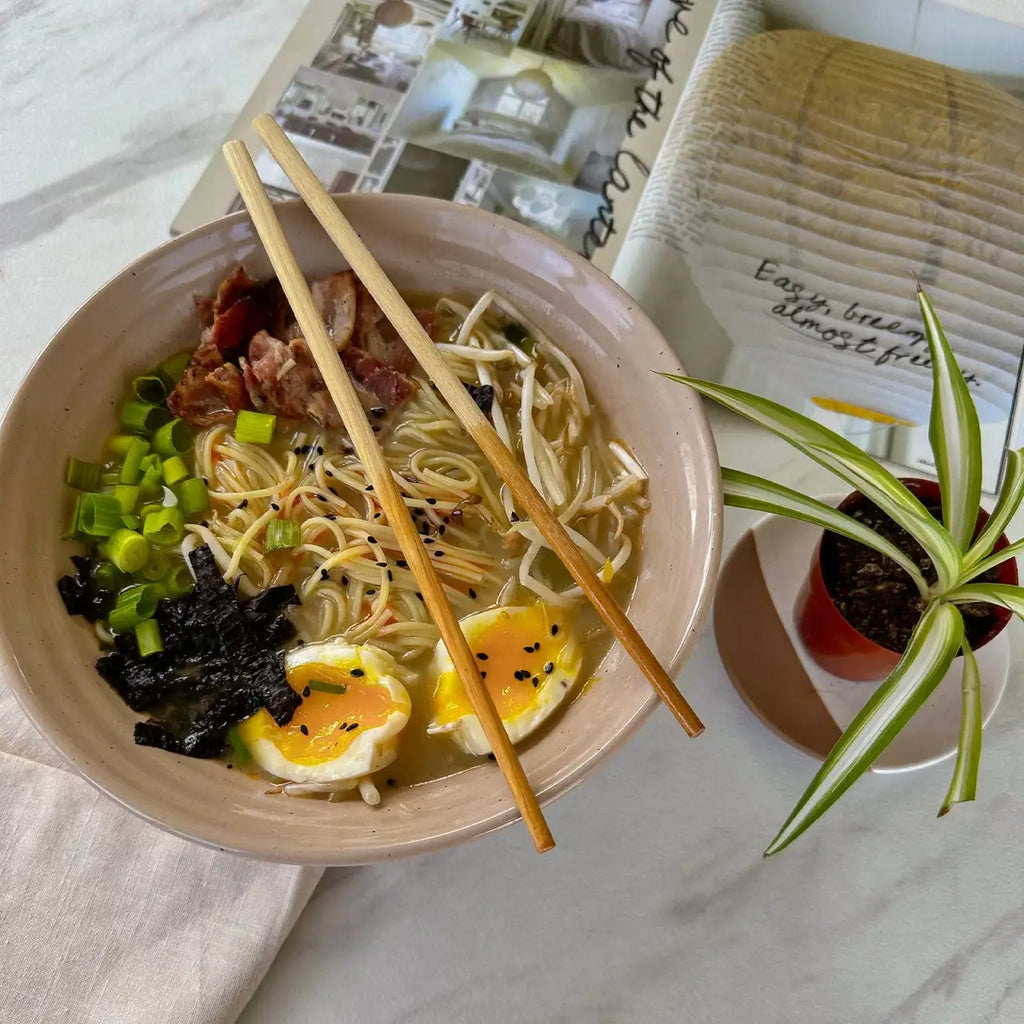 Ceramic Ramen Bowls, Set of Two, Each Holding 45 oz, Shaped for Brothy Noodles and Visible Toppings