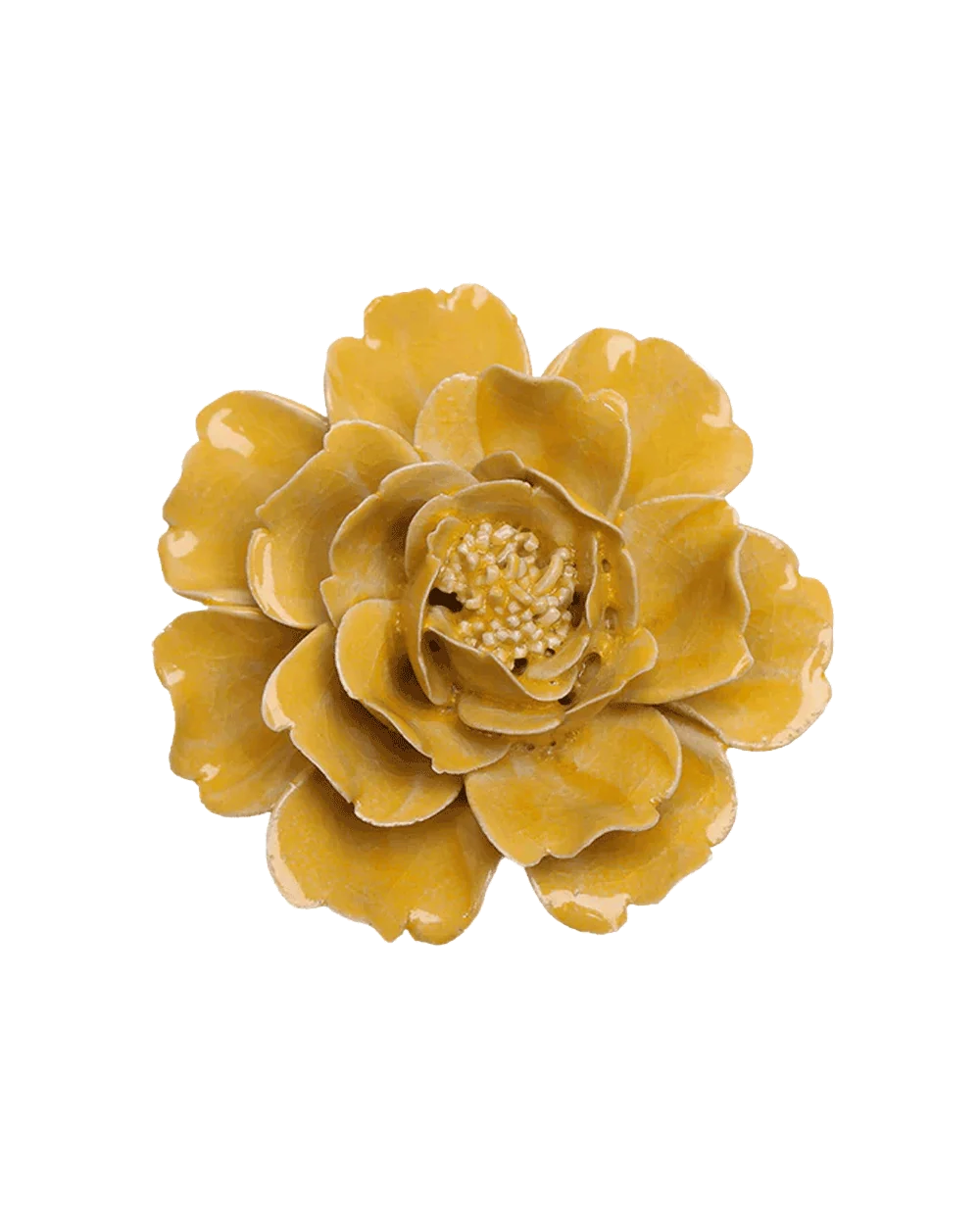 Ceramic Rose Wall Art in Burnt Yellow, Hand-Shaped Floral Decor for Kitchens, Gifts, and Warm Accent Walls