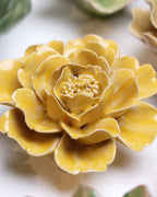 Ceramic Rose Wall Art in Burnt Yellow, Hand-Shaped Floral Decor for Kitchens, Gifts, and Warm Accent Walls