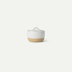 Ceramic Salt and Pepper Cellars Set with Fitted Lids and Small Spoons for Seasoning at the Stove or Table