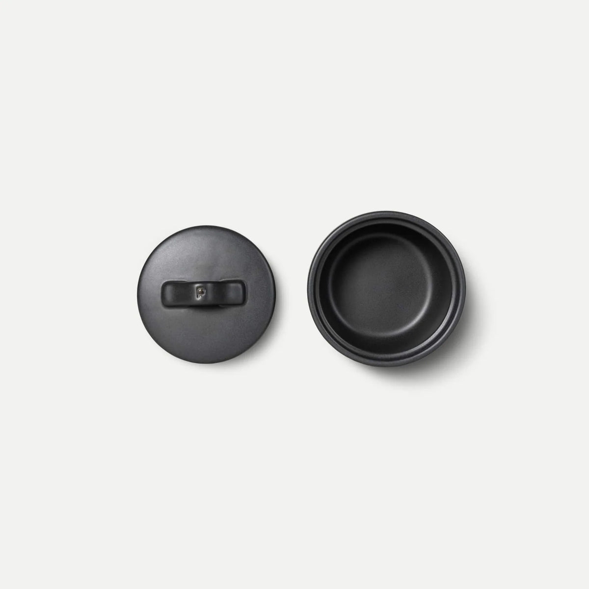 Ceramic Salt and Pepper Cellars Set with Fitted Lids and Small Spoons for Seasoning at the Stove or Table