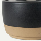 Ceramic Salt and Pepper Cellars Set with Fitted Lids and Small Spoons for Seasoning at the Stove or Table