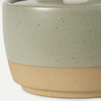 Ceramic Salt and Pepper Cellars Set with Fitted Lids and Small Spoons for Seasoning at the Stove or Table