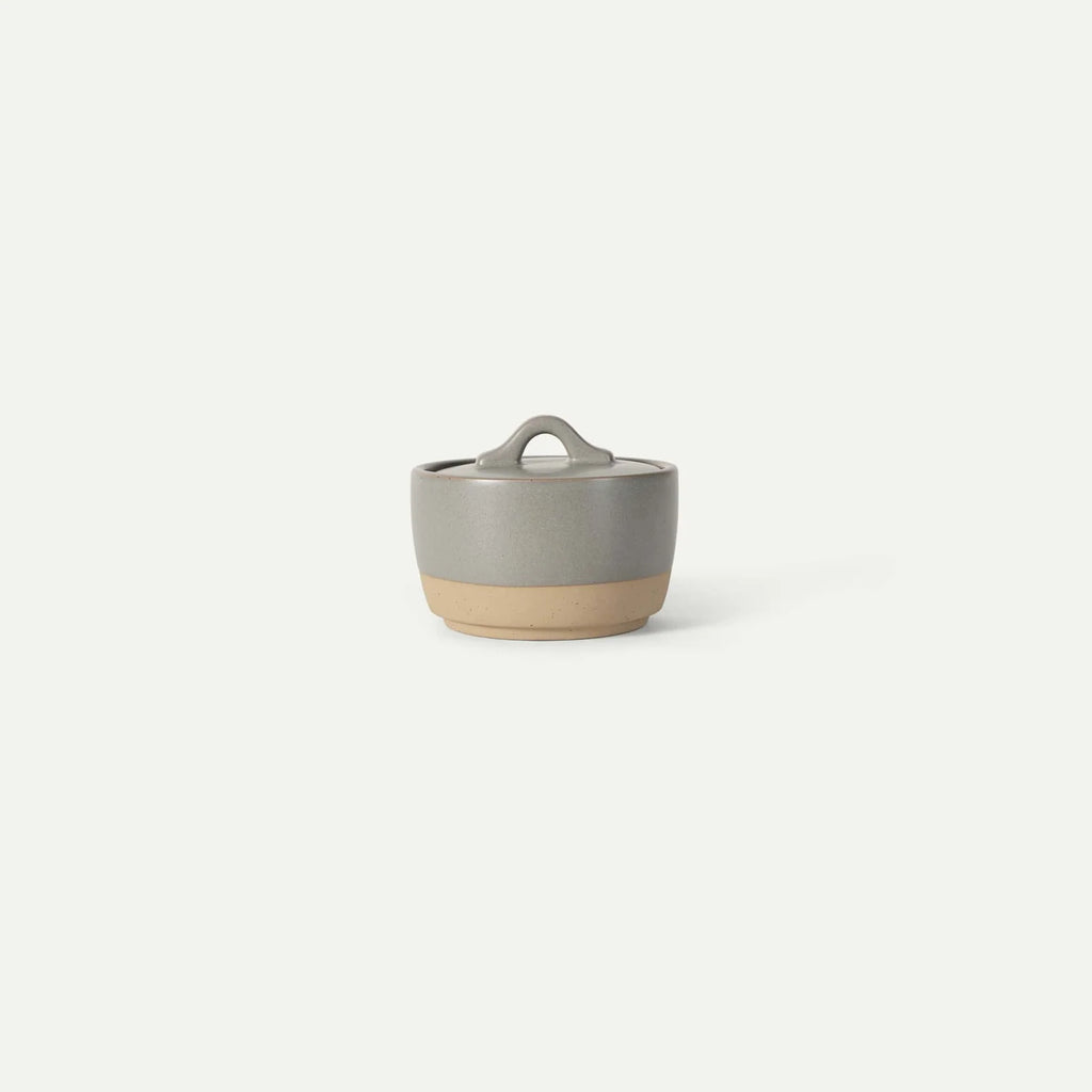Ceramic Salt and Pepper Cellars Set with Fitted Lids and Small Spoons for Seasoning at the Stove or Table