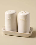 Ceramic Salt and Pepper Shakers in Grey-Ivory Reactive Glaze,