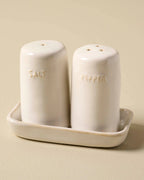 Ceramic Salt and Pepper Shakers in Grey-Ivory Reactive Glaze,