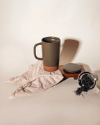 Ceramic Tea Mug Infuser Set with a Removable Fine-Mesh Strainer and Lid That Doubles as a Resting Tray