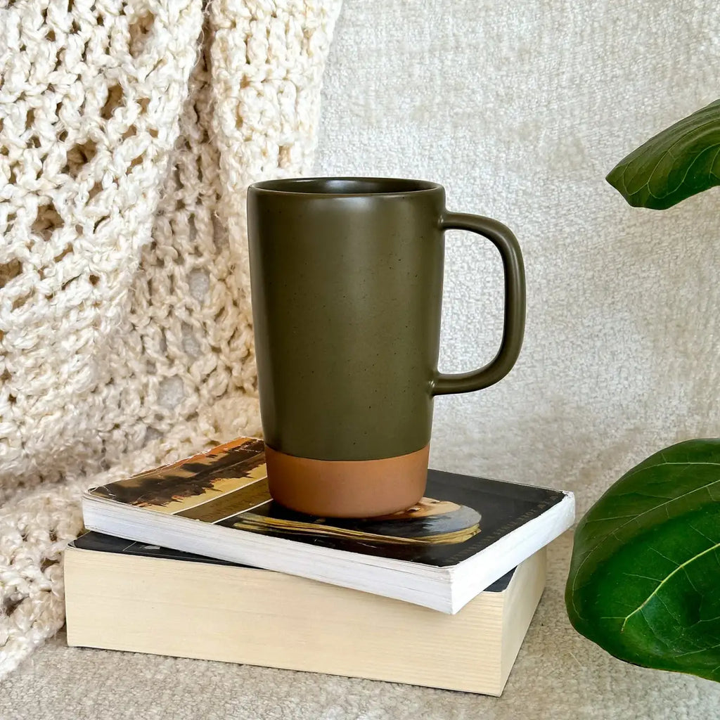 Ceramic Tea Mug Infuser Set with a Removable Fine-Mesh Strainer and Lid That Doubles as a Resting Tray