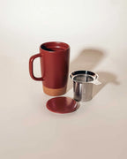 Ceramic Tea Mug Infuser Set with a Removable Fine-Mesh Strainer and Lid That Doubles as a Resting Tray