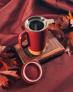 Ceramic Tea Mug Infuser Set with a Removable Fine-Mesh Strainer and Lid That Doubles as a Resting Tray