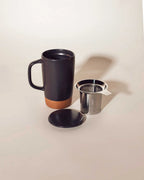 Ceramic Tea Mug Infuser Set with a Removable Fine-Mesh Strainer and Lid That Doubles as a Resting Tray
