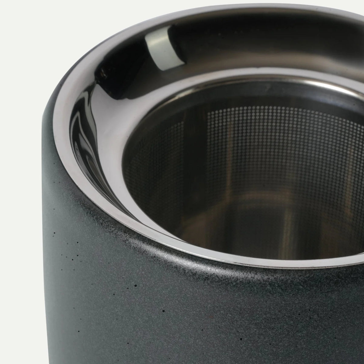 Ceramic Tea Mug Infuser Set with a Removable Fine-Mesh Strainer and Lid That Doubles as a Resting Tray