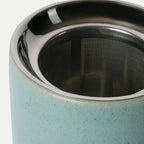 Ceramic Tea Mug Infuser Set with a Removable Fine-Mesh Strainer and Lid That Doubles as a Resting Tray