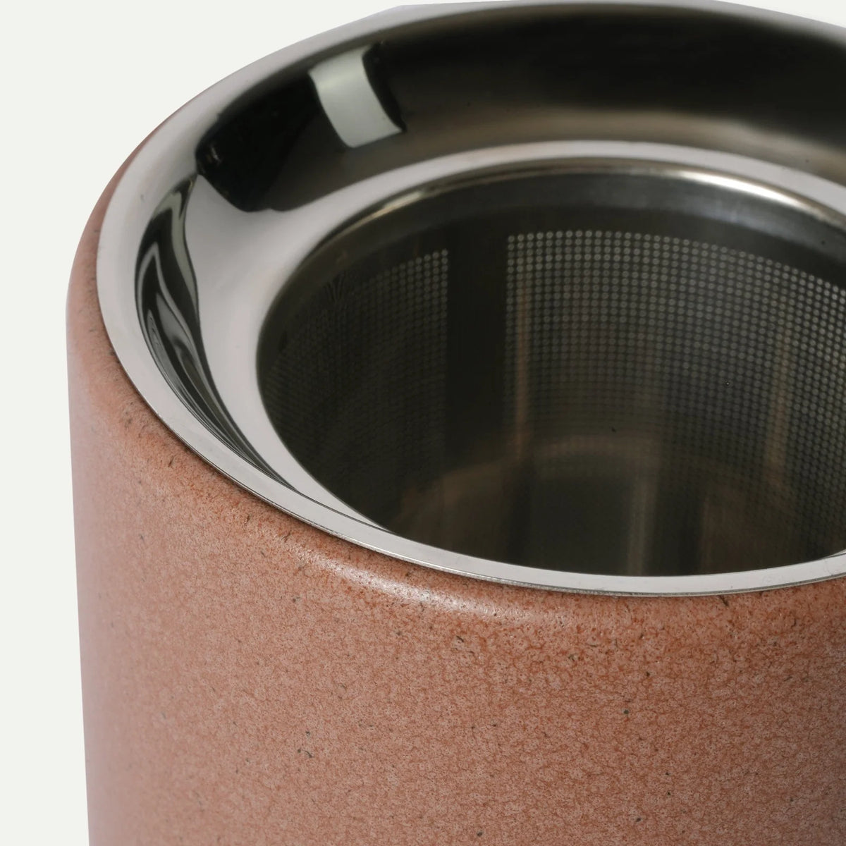 Ceramic Tea Mug Infuser Set with a Removable Fine-Mesh Strainer and Lid That Doubles as a Resting Tray