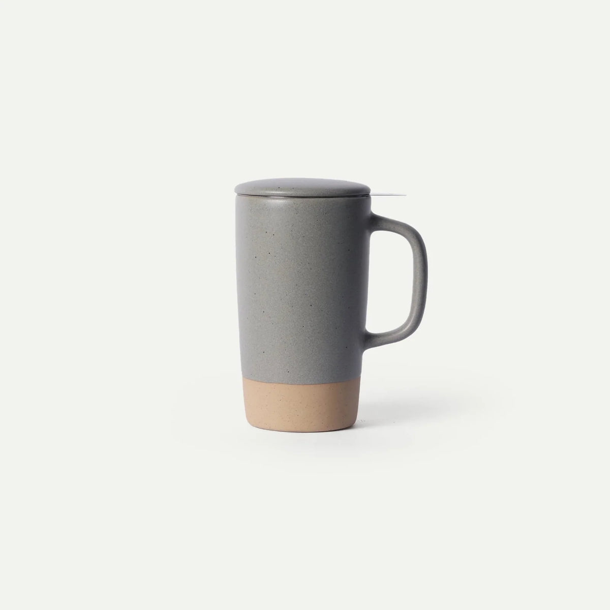 Ceramic Tea Mug Infuser Set with a Removable Fine-Mesh Strainer and Lid That Doubles as a Resting Tray