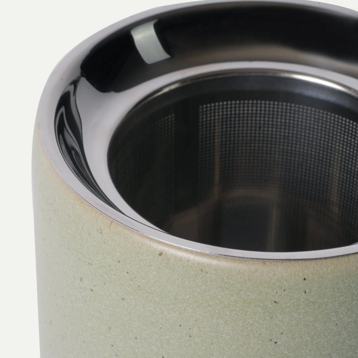 Ceramic Tea Mug Infuser Set with a Removable Fine-Mesh Strainer and Lid That Doubles as a Resting Tray