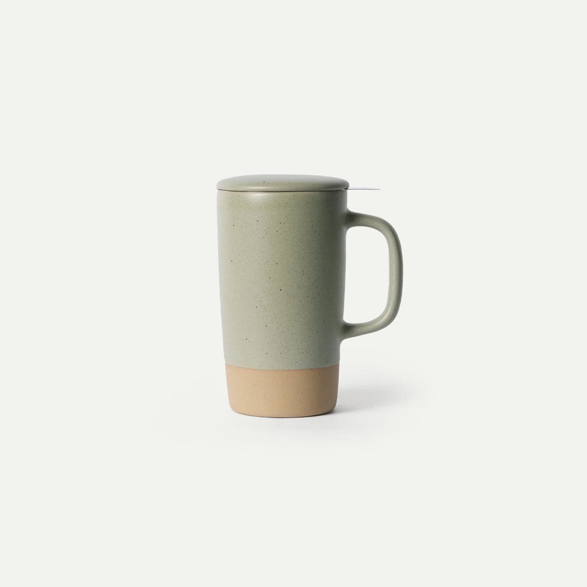 Ceramic Tea Mug Infuser Set with a Removable Fine-Mesh Strainer and Lid That Doubles as a Resting Tray