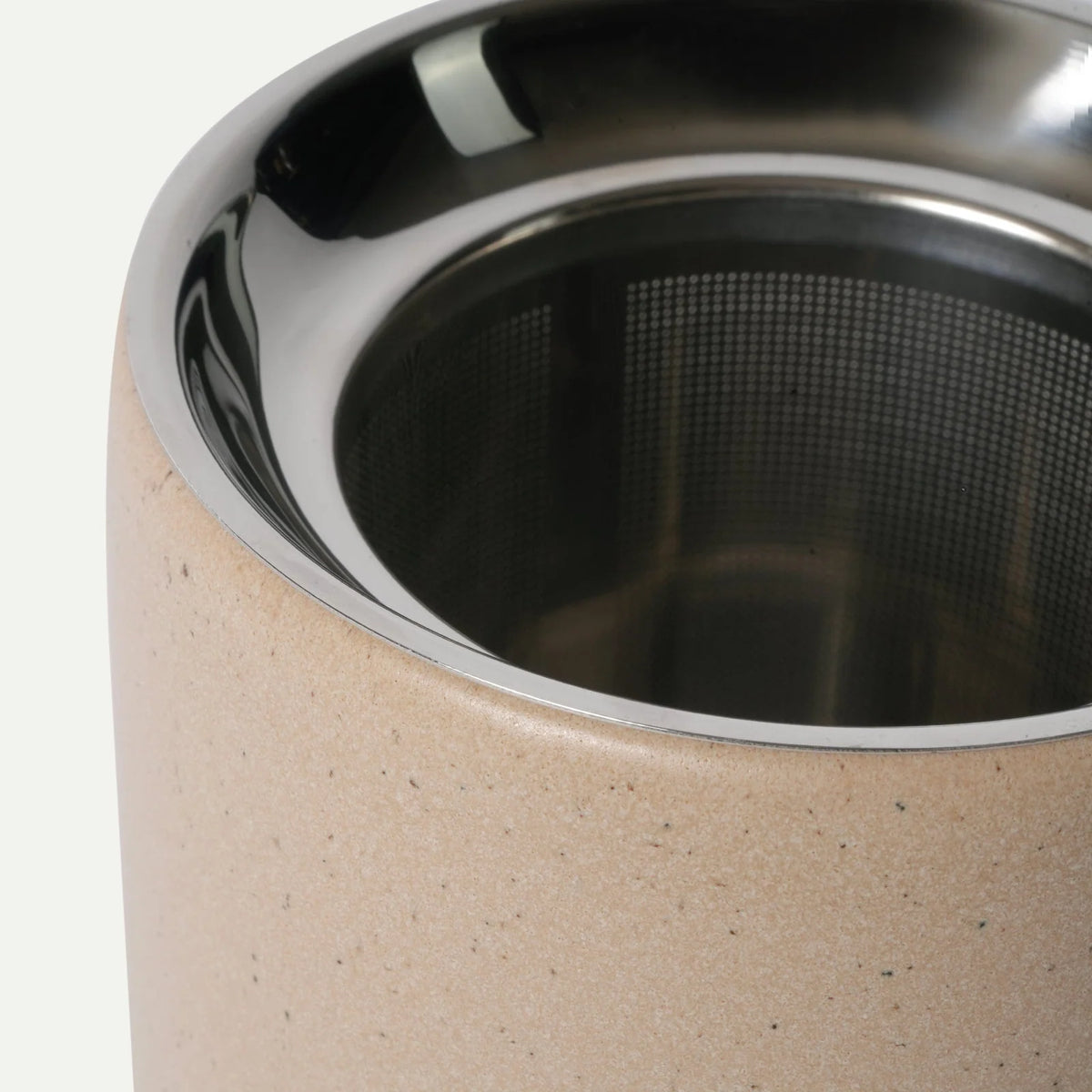 Ceramic Tea Mug Infuser Set with a Removable Fine-Mesh Strainer and Lid That Doubles as a Resting Tray